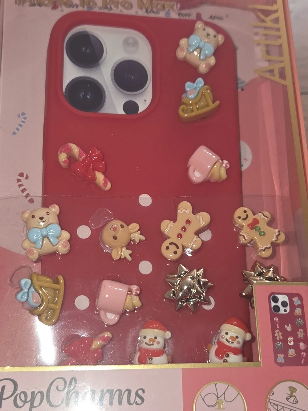 NIB, Red iPhone 16 Pro Max Case with Holiday Pop Charms. CP